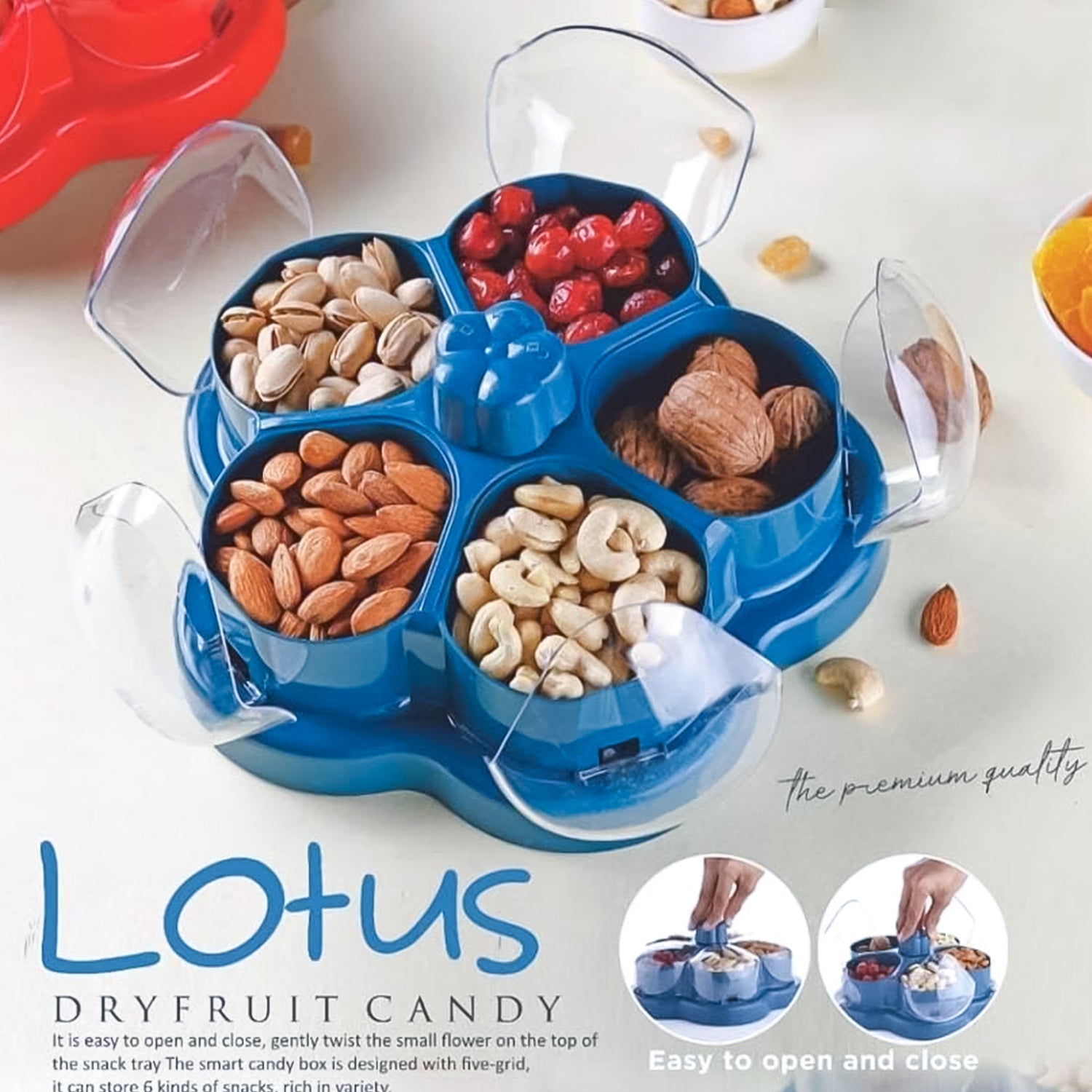 Supermom Lotus Shape Rotating Dry Fruit & Snack Organizer Box with Compartments (1 Pc) Supermom Lotus Shape Rotating Dry Fruit & Snack Organizer Box with Compartments (1 Pc)